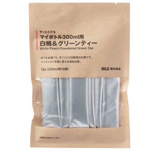 MUJI Instant Tea Por - Fehér Őszibarack ízesítésű Zöld Tea 1.2gx10db