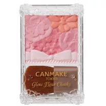   Canmake Glow Fleur Cheeks Arcpirosító Paletta + ecset 01 Peach Fleur
