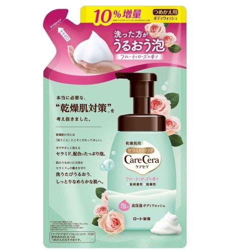 CARE CERA Foam High Moisturizing Tusfürdő Hab - Fruity Rose 385ml utántöltő tasak