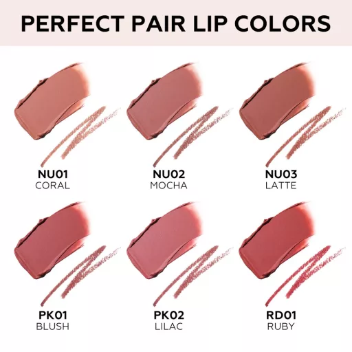 FOCALLURE Blur Matte 2in1 Double-Ended Rúzs és Szájkontúrceruza #PK02 Lilac