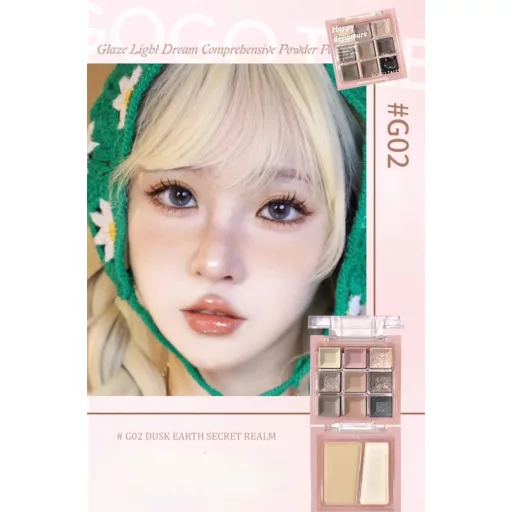 Gogotales Glaze Light Dream Szemhéjfesték Paletta #G02 Dusk Earth Secret Realm + arcpirosító + highlighter