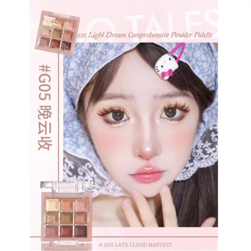 Gogotales Glaze Light Dream Szemhéjfesték Paletta #G05 Late Cloud Harvest + arcpirosító + highlighter