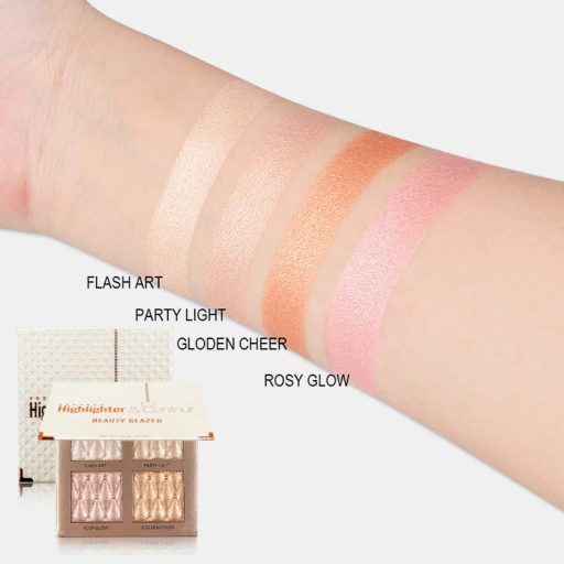 BEAUTY GLAZED 4 Colours Pearl Highlighter Paletta
