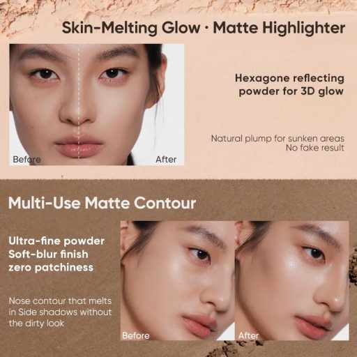 JUDYDOLL 2 Shades Kontúr és Highlighter Paletta #02 Warm Tone Duo 9g