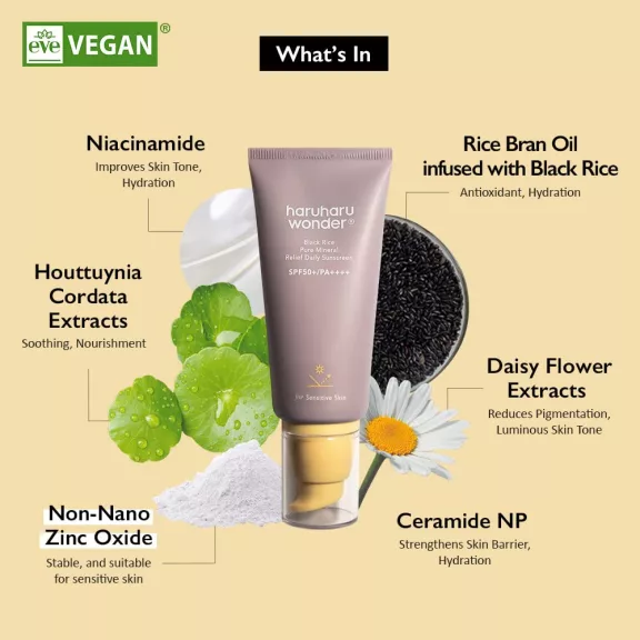 Haruharu Wonder Black Rice Pure Mineral Relief Daily Fényvédő Krém 50ml (SPF50+ PA++++)