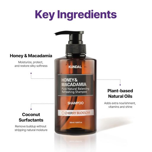 KUNDAL Honey & Macadamia Natural Sampon - Cherry Blossom illat 500ml