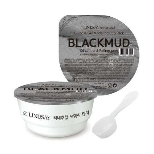LINDSAY re:natural Glucose Gel Modeling Mask Cup Pack Lemosandó Arcpakolás - Blackmud (oil-control and refines pore) 35g