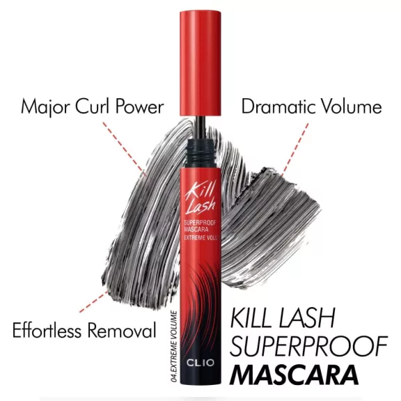 Clio Kill Lash Superproof Mascara Szempillaspirál #04 Extreme Volume (fekete)