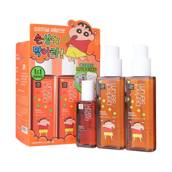 Mise En Scene Perfect Serum Hajszérum Csomag - Original (Crayon Shin-Chan Edition) 80mlx2db +30ml mini szérum Mise En Scene Perfect Serum Hajszérum Csomag - Original (Crayon Shin-Chan Edition) 80mlx2db +30ml mini szérum
