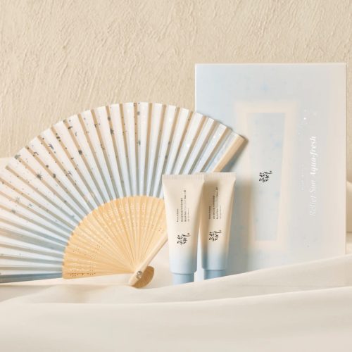 BEAUTY OF JOSEON Relief Sun Aqua Fresh (Rice + B5) Fényvédő Krém Szett 50mlx2db (+legyező) (SPF50+ PA++++)