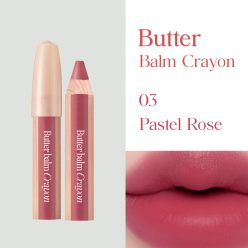   CLIO Butter Balm Crayon  #03 Pastel Rose 3.9g + Gift Sharpener.